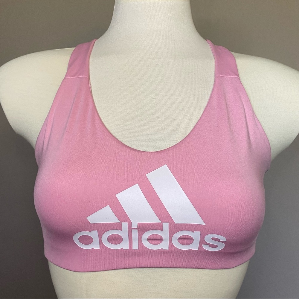 adidas Pink Logo Sports Bra